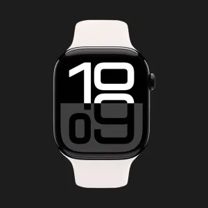 б/у Apple Watch Series 10 GPS, 46mm Jet Black Aluminum Case with Light Blush Sport Band (M/L) (Хороший стан)