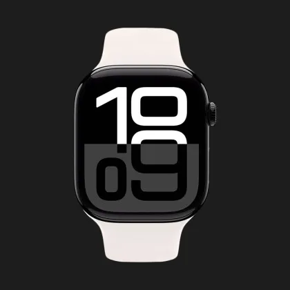 Apple Watch Series 10 GPS, 46mm Jet Black Aluminum Case with Light Blush Sport Band (S/M)