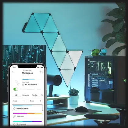 Розумна система освітлення Nanoleaf Shapes Ultra Black Triangles Starter Kit, Apple Homekit, 9 шт (Black) в Павлограді