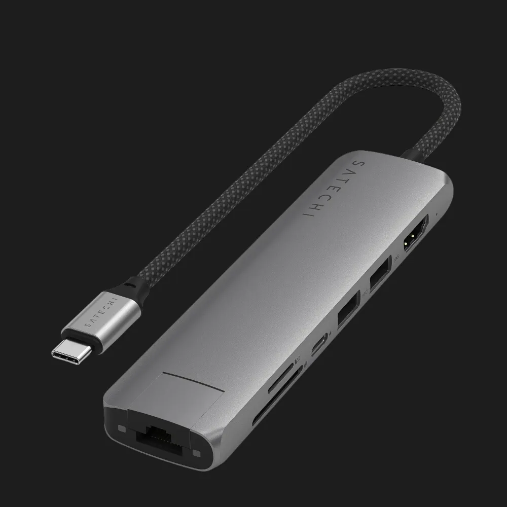 Перехідник Satechi 7-in-1 USB-C Slim Multiport Adapter 4K with Ethernet (Space Gray)