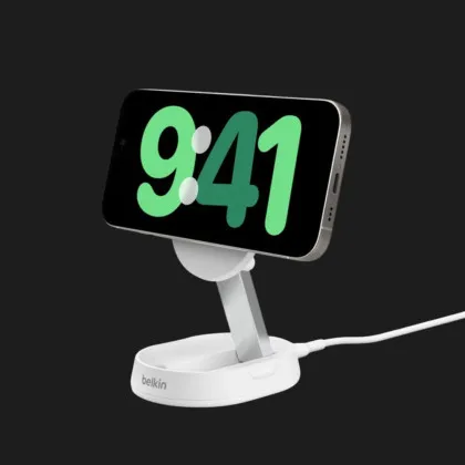 Безпровідна зарядка Belkin 15 Вт Magnetic Stand Qi2 (White) в Кам'янці - Подільскому