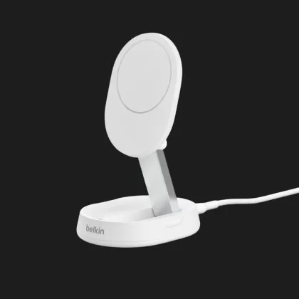 Безпровідна зарядка Belkin 15 Вт Magnetic Stand Qi2 (White)