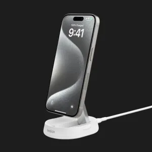 Беспроводная зарядка Belkin 15 Вт Magnetic Stand Qi2 (White) в Хмельницком