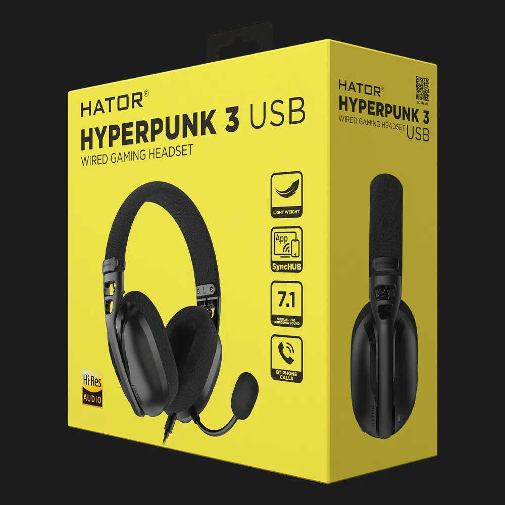 Игровая гарнитура Hator Hyperpunk 3 Hi-Res (Black) (ESH10) (UA)