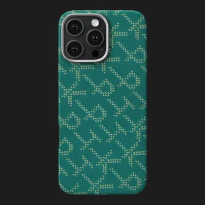 Чохол Pitaka Monogram Tactile Woven Case для iPhone 16 Pro (Green/Gold)