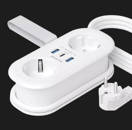 Сетевой фильтр Proove Supercoil 20W (2 розетки + Type-C + 2 USB) 1.5M