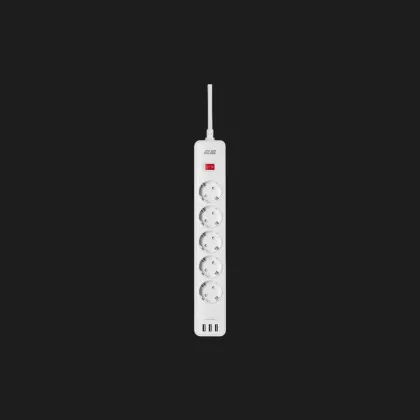 Сетевой фильтр 2E 5xТип F, 3x1.5mm кв, 16A, 3xUSB-A, 2m (White) в Луцке