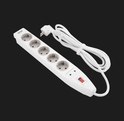 Сетевой фильтр 2E 5xТип F, 3x1.5mm кв, 16A, 3m (White)