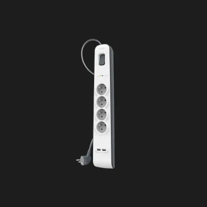 Сетевой фильтр Belkin 4хТип F, 3x1.5мм кв, 16А, 2xUSB-A 2.4A, с защитой от перенапряжения, 2м (White) в Луцке