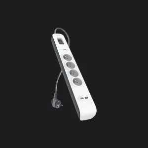 Мережевий фільтр Belkin 4хТип F, 3x1.5мм кв, 16А, 2xUSB-A 2.4A, з захистом від перенапруги,2м (White) в Берегові