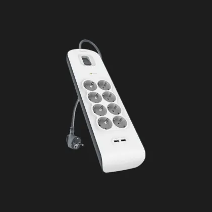 Сетевой фильтр Belkin 8хТип F, 3x1.5мм кв, 16А, 2xUSB-A 2.4A, с защитой от перенапряжения, 2м (White) в Луцке