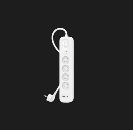 Сетевой фильтр Belkin 4хТип F, 3x1.5мм кв, 16А, USB-A/USB-C 18Вт, с защитой от перенапряжения, 2м (White)