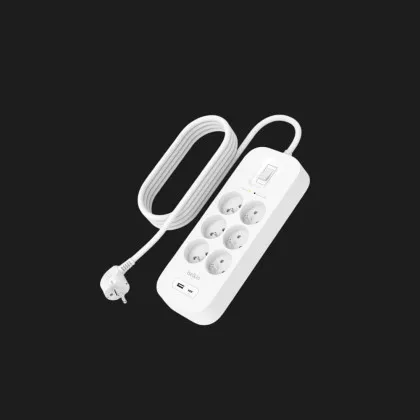 Мережевий фільтр Belkin 6хТип F, 3x1.5мм кв, 16А, USB-A/USB-C 18Вт, з захистом від перенапруги, 2м (White) в Дніпрі