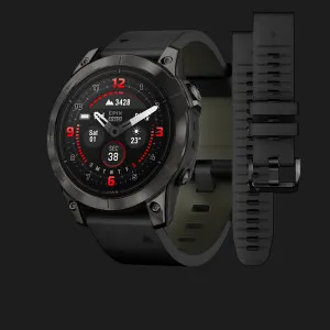 Garmin Epix Pro (Gen 2) Sapphire 47mm Carbon Gray DLC Titanium with Black Leather Band в Бердичеві