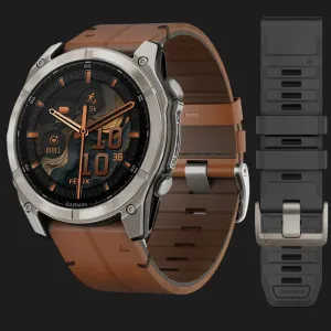 Garmin Fenix 8 51mm AMOLED Sapphire Titanium with Chestnut Leather Band (010-02905-40)