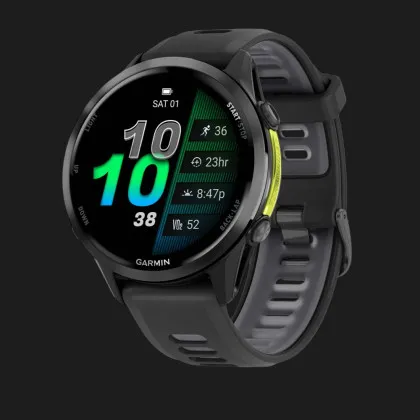 Garmin Forerunner 970 Carbon Gray DLC Titanium with Black Case and Black/Translucent Whitestone Band