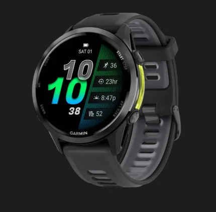 Garmin Forerunner 970 Carbon Gray DLC Titanium with Black Case and Black/Translucent Whitestone Band