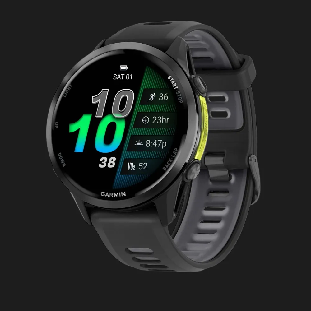 Garmin Forerunner 970 Carbon Gray DLC Titanium with Black Case and Black/Translucent Whitestone Band