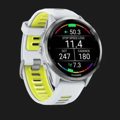 Garmin Forerunner 970 Titanium with Whitestone Case and Whitestone/Translucent Amp Yellow Band