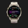 Garmin Forerunner 970 Soft Gold Titanium with French Gray Case and French Gray/Translucent Indigo Band