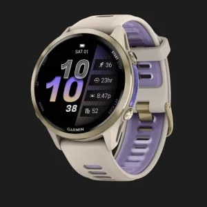 Garmin Forerunner 970 Soft Gold Titanium with French Gray Case and French Gray/Translucent Indigo Band в Бердичеві