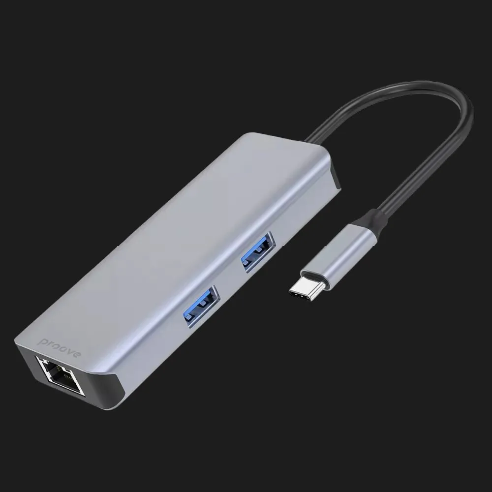Адаптер Proove Iron Link 6 in 1 (2*USB3.0 + SD/TF + RJ45 + HDMI) (Silver)