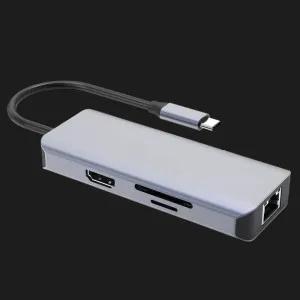 Адаптер Proove Iron Link 6 in 1 (2*USB3.0 + SD/TF + RJ45 + HDMI) (Silver) в Херсоне