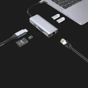 Адаптер Proove Iron Link 6 in 1 (2*USB3.0 + SD/TF + RJ45 + HDMI) (Silver) в Херсоне