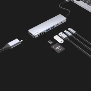 Адаптер Proove Iron Link 7 in 1 (2*Type-C + 2*USB3.0 + HDMI + SD/TF) (Silver) в Херсоне