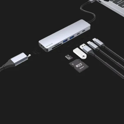 Адаптер Proove Iron Link 7 in 1 (2*Type-C + 2*USB3.0 + HDMI + SD/TF) (Silver)