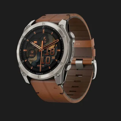 Garmin Fenix 8 51mm AMOLED Sapphire Carbon Grey DLC with Chestnut Leather Band (010-02905-40)