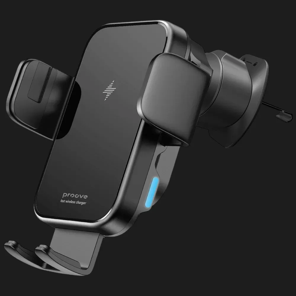 Автомобільний тримач з бездротовим зарядним пристроєм Proove Triple Clamp Pro 15W (Metal Gray)