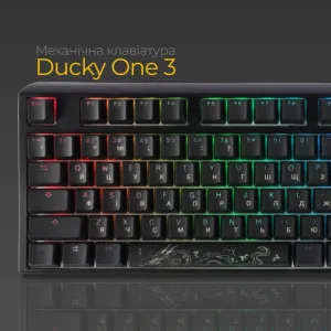 Клавіатура ігрова Ducky One 3 Cherry MX Blue RGB (Black) (UA)