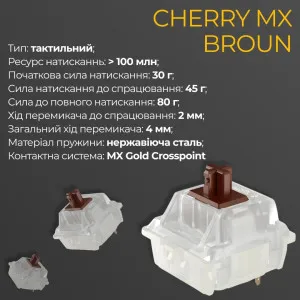 Клавіатура ігрова Ducky One 3 Cherry MX Brown RGB (White) (UA)