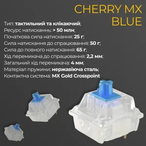 Клавіатура ігрова Ducky One 3 Cherry MX Blue RGB (White) (UA)