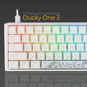 Клавіатура ігрова Ducky One 3 SF Cherry MX Red RGB (White) (UA)
