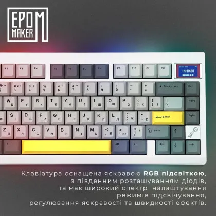 Клавіатура ігрова Epomaker TH80 PRO V2 Wisteria Tactile (White) (UA)