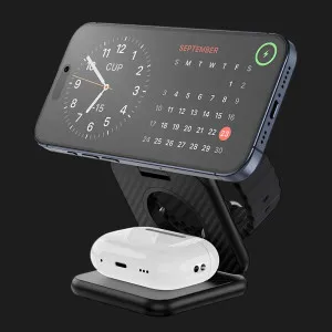 Беспроводная зарядка WiWU Wi-W035 Kevlar 3 in 1 Wireless Charger (Black) в Белой Церкви