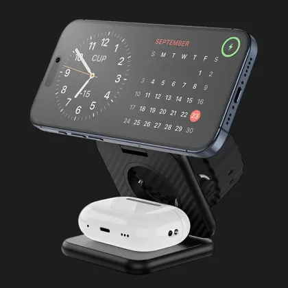 Безпровідна зарядка WiWU Wi-W035 Kevlar 3 in 1 Wireless Charger (Black)