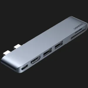 Переходник UGREEN CM380 Dual USB-C To HDMI+2xUSB 3.0 A+TF/SD+USB-C Female Converter (80856) в Херсоне