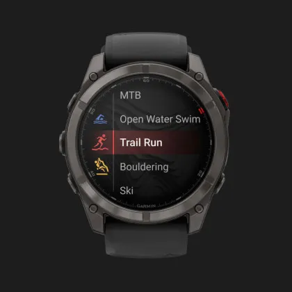 Garmin Fenix 8 Pro 51mm AMOLED Sapphire Carbon Gray DLC Titanium with Black/Pebble Gray Silicone Band