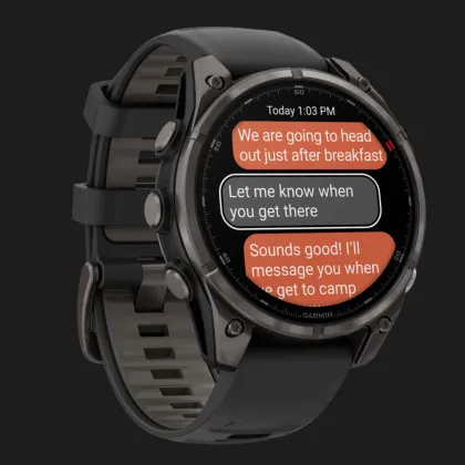 Garmin Fenix 8 Pro 47mm AMOLED Sapphire Carbon Gray DLC Titanium with Black/Pebble Gray Silicone Band