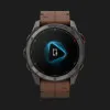 Garmin Fenix 8 Pro 51mm AMOLED Sapphire Carbon Gray DLC Titanium with Chestnut Leather Band