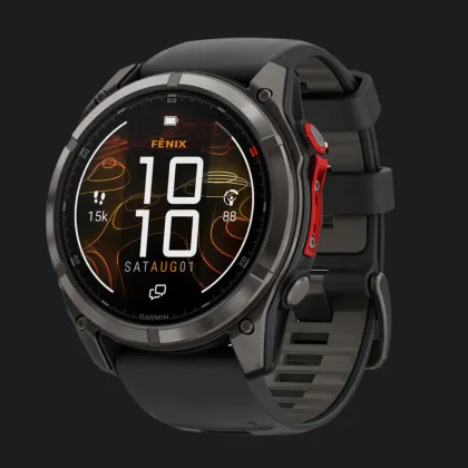 Garmin Fenix 8 Pro 51mm MicroLED Sapphire Carbon Gray DLC Titanium with Black/Pebble Gray Silicone Band