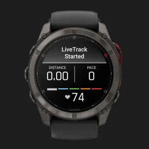 Garmin Fenix 8 Pro 51mm MicroLED Sapphire Carbon Gray DLC Titanium with Black/Pebble Gray Silicone Band