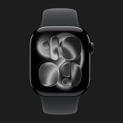 Apple Watch Series 11 GPS, 46mm Jet Black Aluminum Case with Black Sport Band (S/M) (MEUW4)