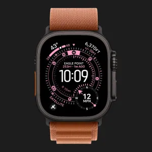 Apple Watch Ultra 3 GPS + LTE, 49mm Black Titanium Case with Terra Cotta Alpine Loop - Medium (Ultra)