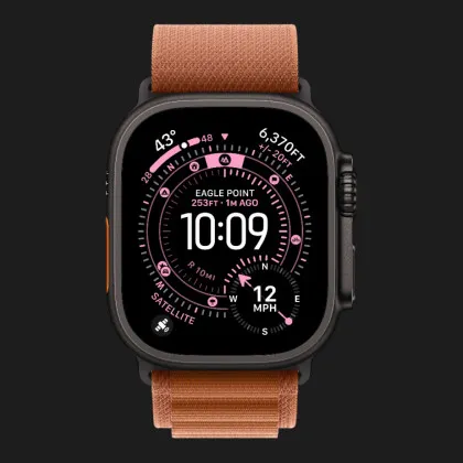 Apple Watch Ultra 3 GPS + LTE, 49mm Black Titanium Case with Terra Cotta Alpine Loop - Small