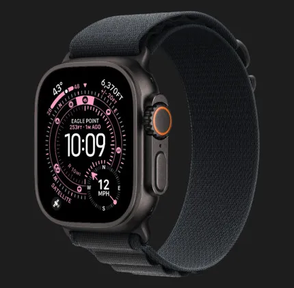 Apple Watch Ultra 3 GPS + LTE, 49mm Black Titanium Case with Black Alpine Loop - Medium (MF0V4)