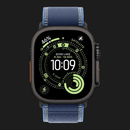 Apple Watch Ultra 3 GPS + LTE, 49mm Black Titanium Case with Blue/Bright Blue Trail Loop - S/M